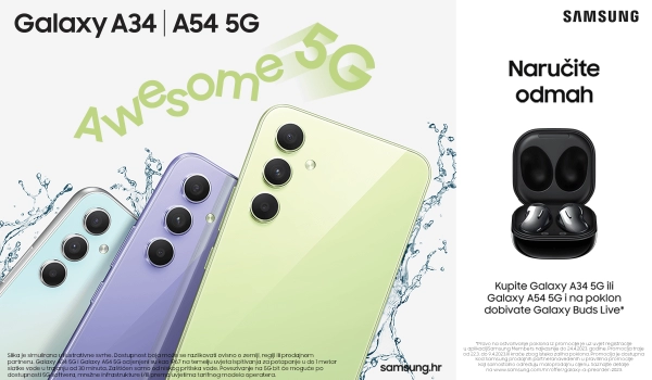 Galaxy A34 ili A54 5G + Buds Live slušalice gratis!